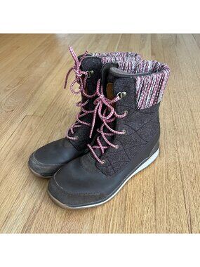 Salomon Hime Mid Brown Leather Waterproof Winter Boots Women's Size 9